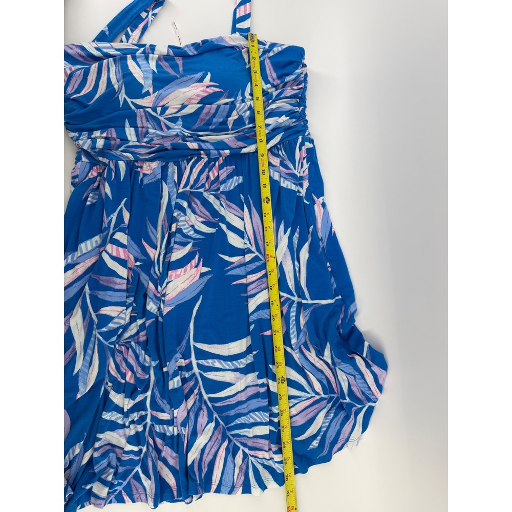 Soma Tank Dress XXL Blue Tropical Print Built In Bra Padded Sundress Stretch - Picture 8 of 8